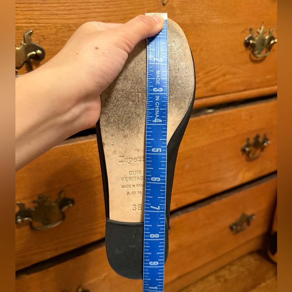 Repetto Black Leather Ballet Flats 38 - Picture 8 of 8